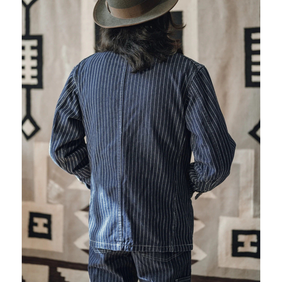 Non Stock Men's Retro Wabash Striped Railroad Denim Coat Chore Worker Jacket S - Picture 10 of 16